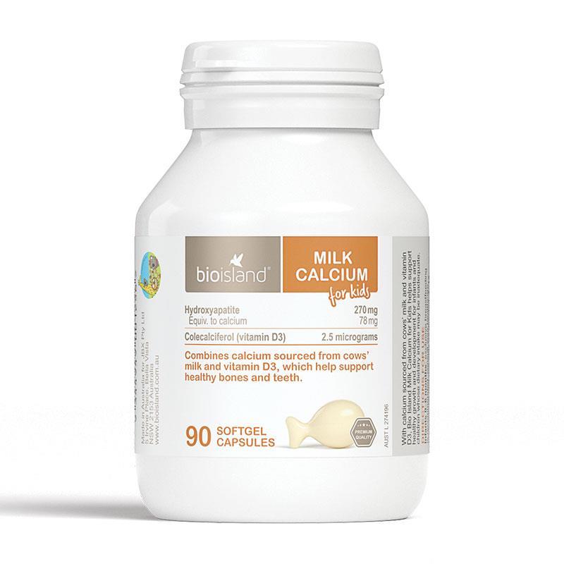 Viên uống Canxi sữa cho bé Bio Island Milk Calcium Kids 90 viên