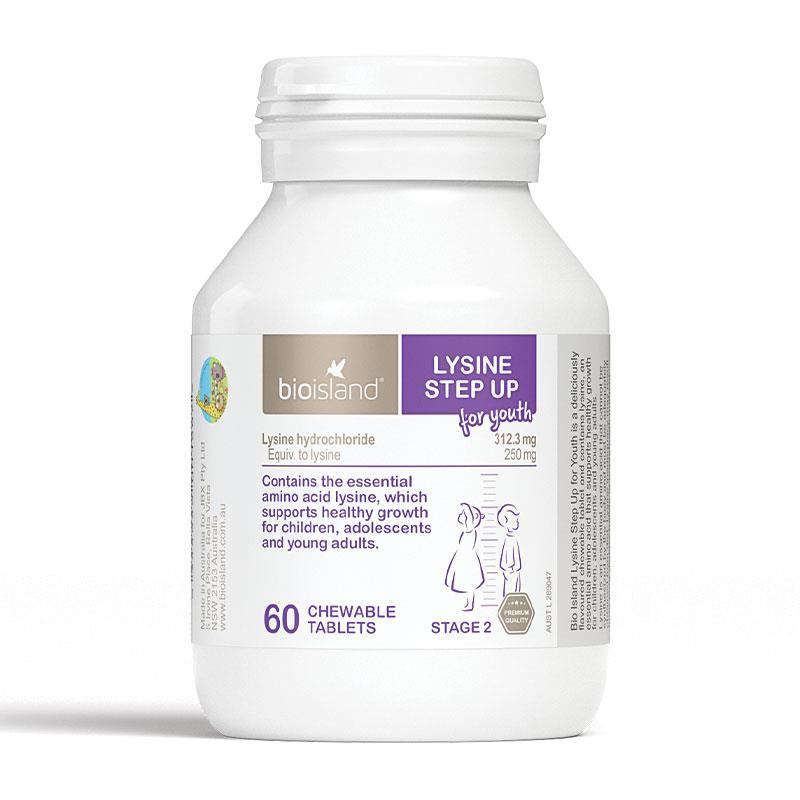 Viên nhai tăng trưởng Bio Island Lysine Step Up for Youth 60 viên