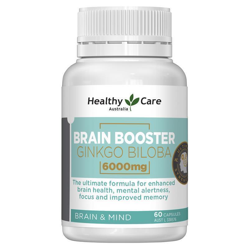 Viên uống bổ não bạch quả Healthy Care Brain Booster Ginkgo Biloba 6000mg 60 viên