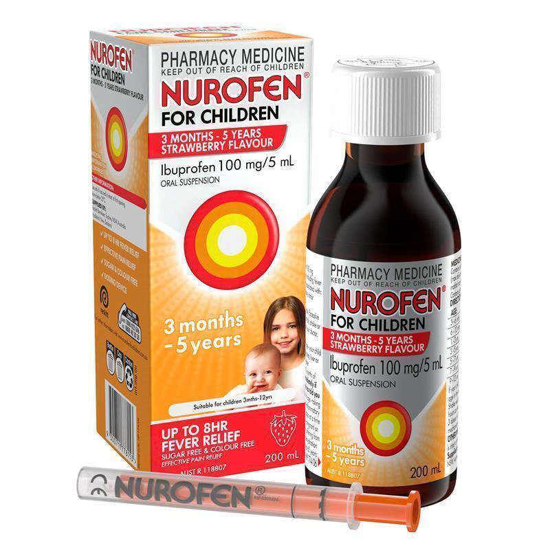Siro giảm đau hạ sốt cho bé Nurofen Children Ibuprofen 100mg/5ml 200ml