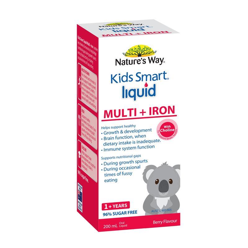 Siro đa vitamin và sắt cho bé Nature's Way Kids Smart Liquid Multi + Iron 200ml