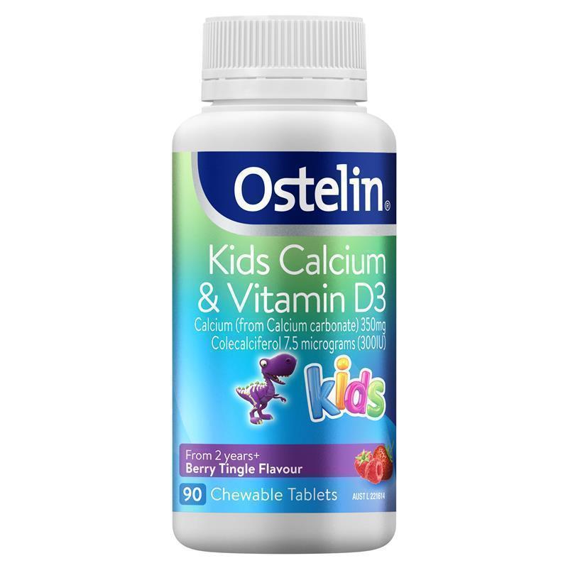 Viên nhai Canxi Vitamin D3 cho bé Ostelin Kids 90 viên