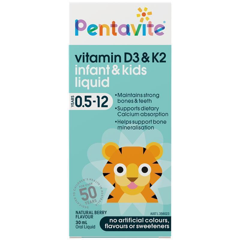Vitamin D3 & K2 cho bé Pentavite Kids Liquid 30ml