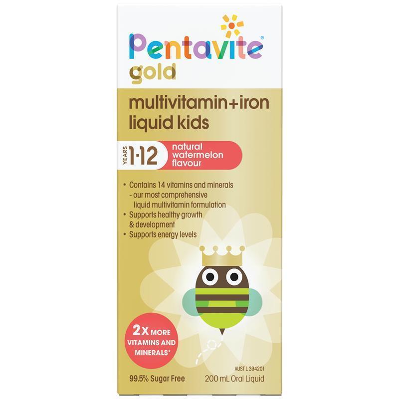 Siro đa vitamin và sắt cho bé Pentavite Gold Multivitamin + Iron 200ml